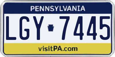 PA license plate LGY7445