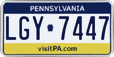 PA license plate LGY7447