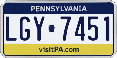 PA license plate LGY7451