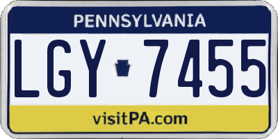PA license plate LGY7455