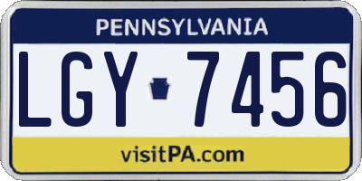 PA license plate LGY7456