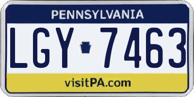 PA license plate LGY7463