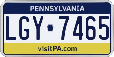 PA license plate LGY7465