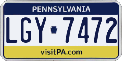 PA license plate LGY7472