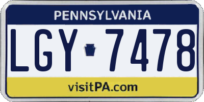 PA license plate LGY7478