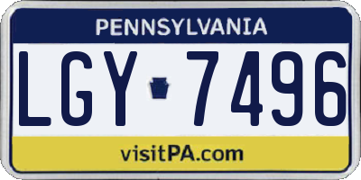PA license plate LGY7496