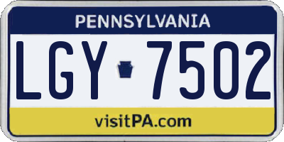 PA license plate LGY7502