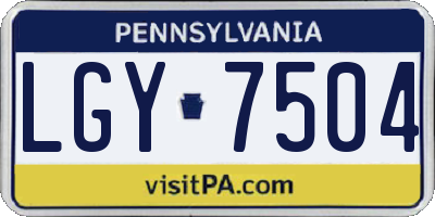 PA license plate LGY7504