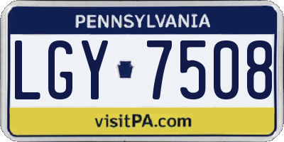 PA license plate LGY7508