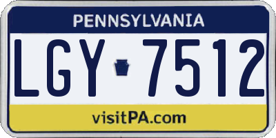 PA license plate LGY7512
