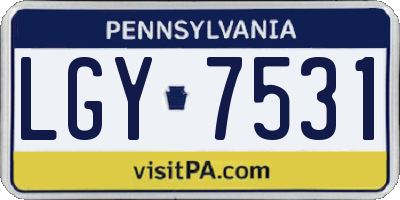 PA license plate LGY7531