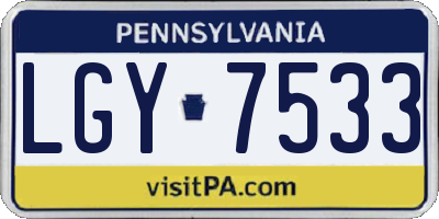 PA license plate LGY7533