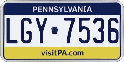 PA license plate LGY7536