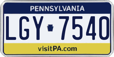 PA license plate LGY7540
