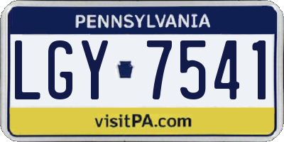 PA license plate LGY7541