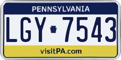 PA license plate LGY7543