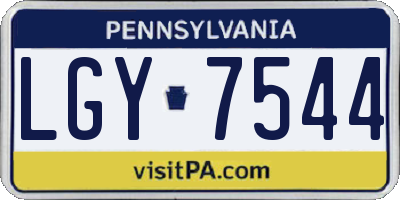 PA license plate LGY7544