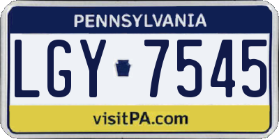 PA license plate LGY7545
