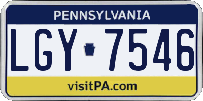 PA license plate LGY7546