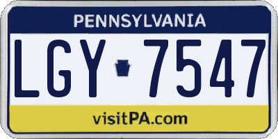 PA license plate LGY7547