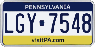 PA license plate LGY7548