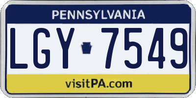 PA license plate LGY7549