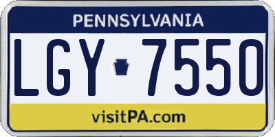PA license plate LGY7550