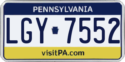 PA license plate LGY7552