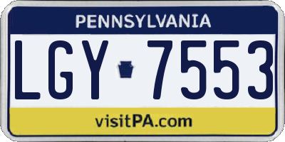 PA license plate LGY7553