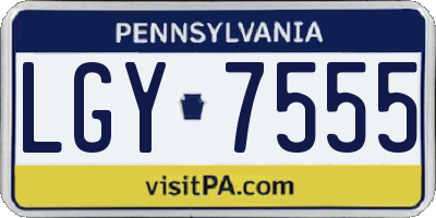 PA license plate LGY7555