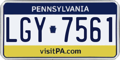 PA license plate LGY7561