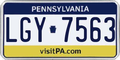 PA license plate LGY7563