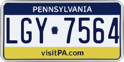 PA license plate LGY7564