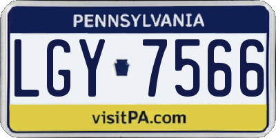PA license plate LGY7566