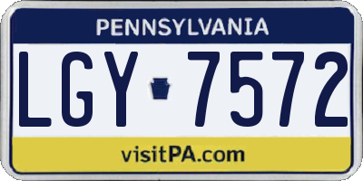 PA license plate LGY7572
