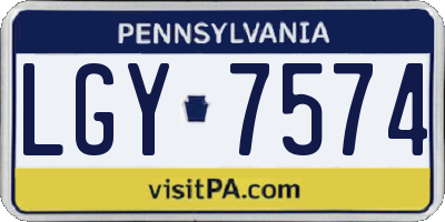 PA license plate LGY7574