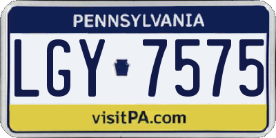 PA license plate LGY7575