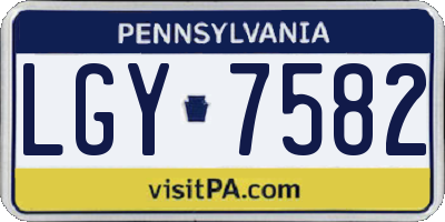 PA license plate LGY7582