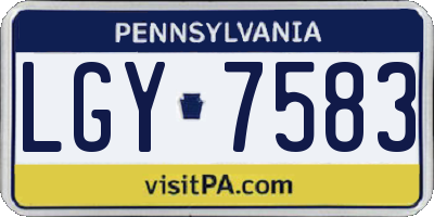 PA license plate LGY7583