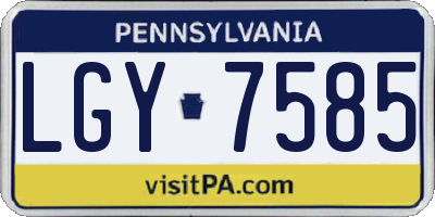 PA license plate LGY7585