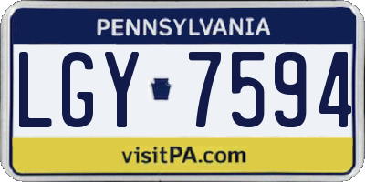 PA license plate LGY7594