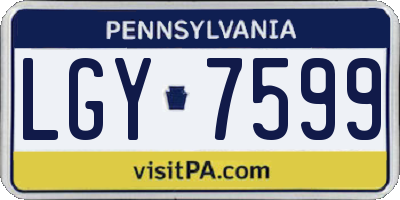 PA license plate LGY7599