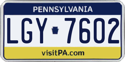PA license plate LGY7602
