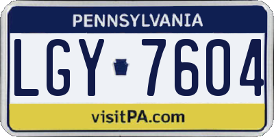 PA license plate LGY7604