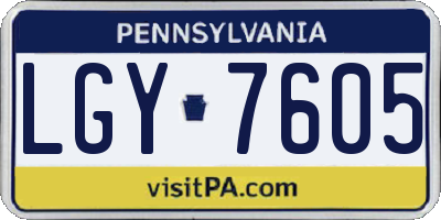 PA license plate LGY7605