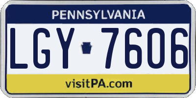 PA license plate LGY7606
