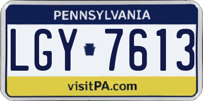 PA license plate LGY7613