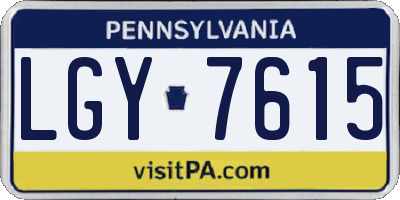 PA license plate LGY7615