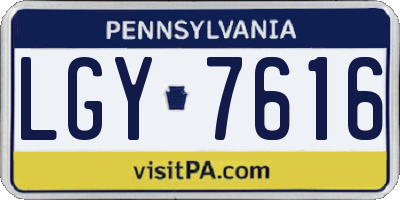 PA license plate LGY7616