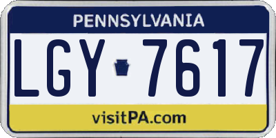 PA license plate LGY7617